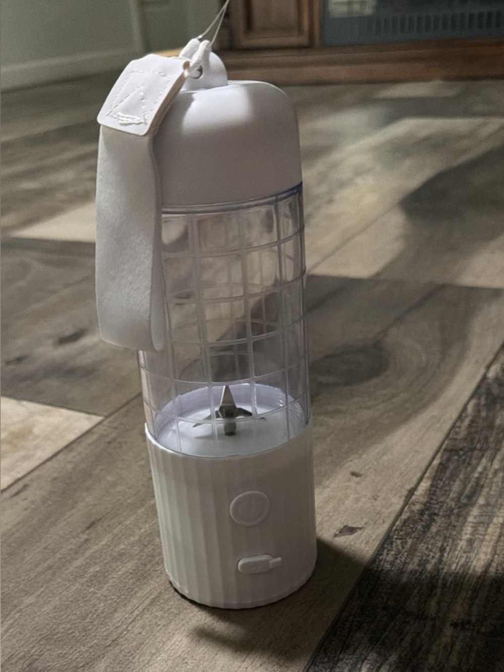 White Portable Blender Bottle with Carry Strap